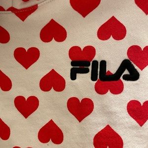 UO X FILA heart hoodies
